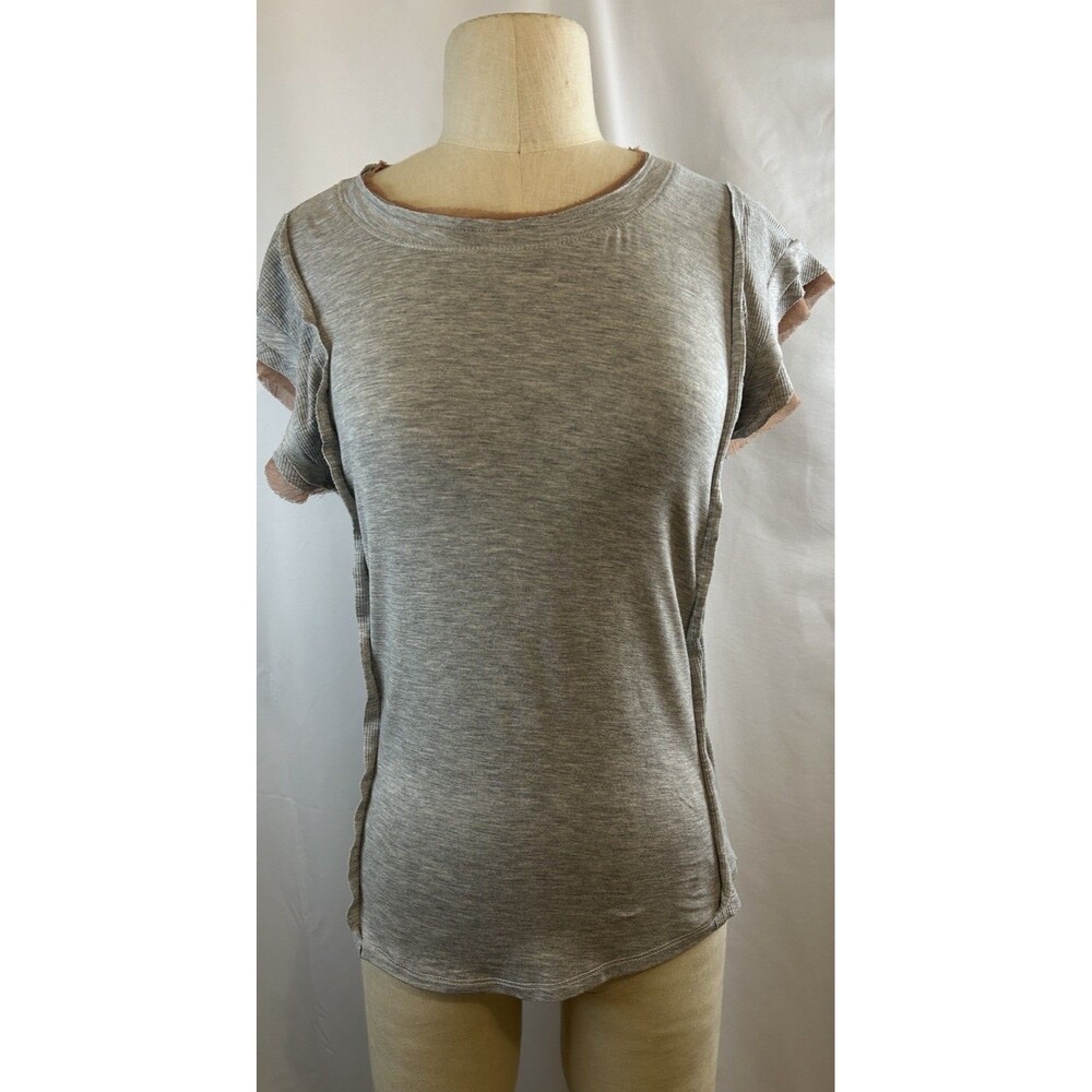 Anthro Dolan Gray With Pink Fray Sleeve/neckline Top Size XS